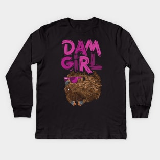 Dam Girl Beaver Kids Long Sleeve T-Shirt